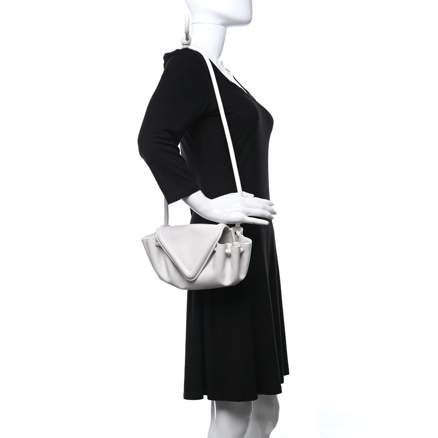 Lambskin Small Beak Triangle Flap Shoulder Bag Chalk