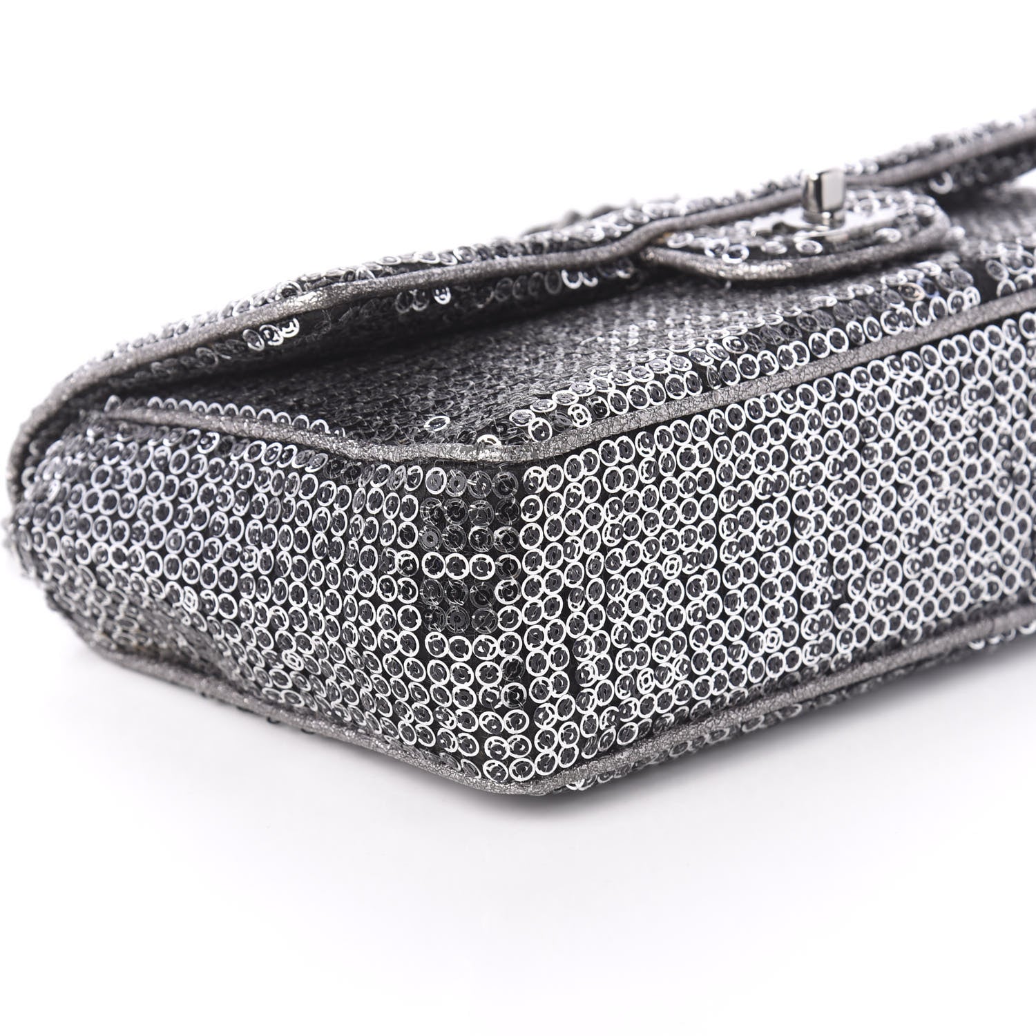 Chanel Sequin Mesh Medium Single Flap Silver 6 of 14