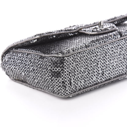 Chanel Sequin Mesh Medium Single Flap Silver 6 of 14