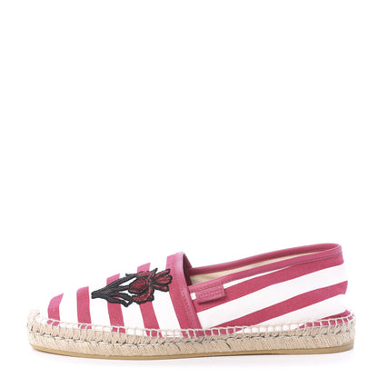 Gucci Canvas Striped Mens Alejandro Espadrilles 10.5 White Peonia Flower 1 of 9