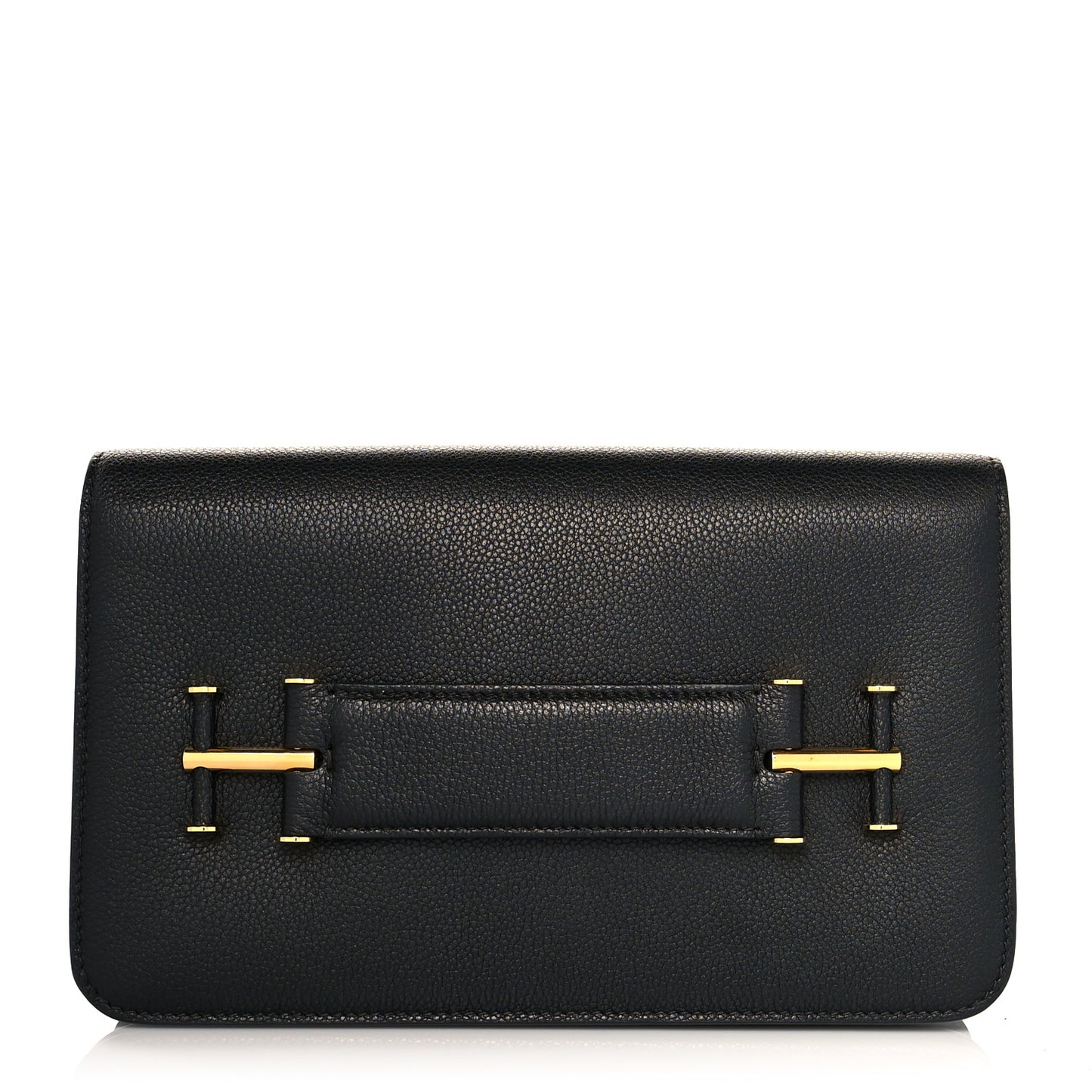 Grained Calfskin Small Tara Clutch Black