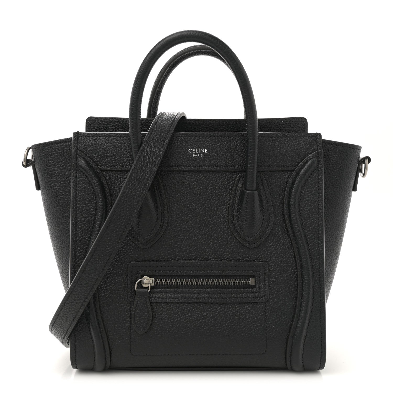 Celine Drummed Calfskin Nano Luggage Black 1 of 12