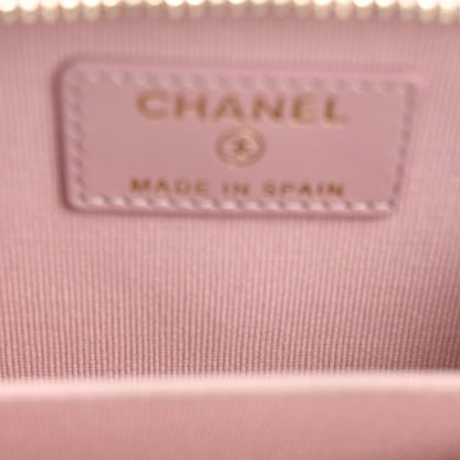 Chanel Caviar Quilted Studded CC Zip Card Holder Pink 5 of 14