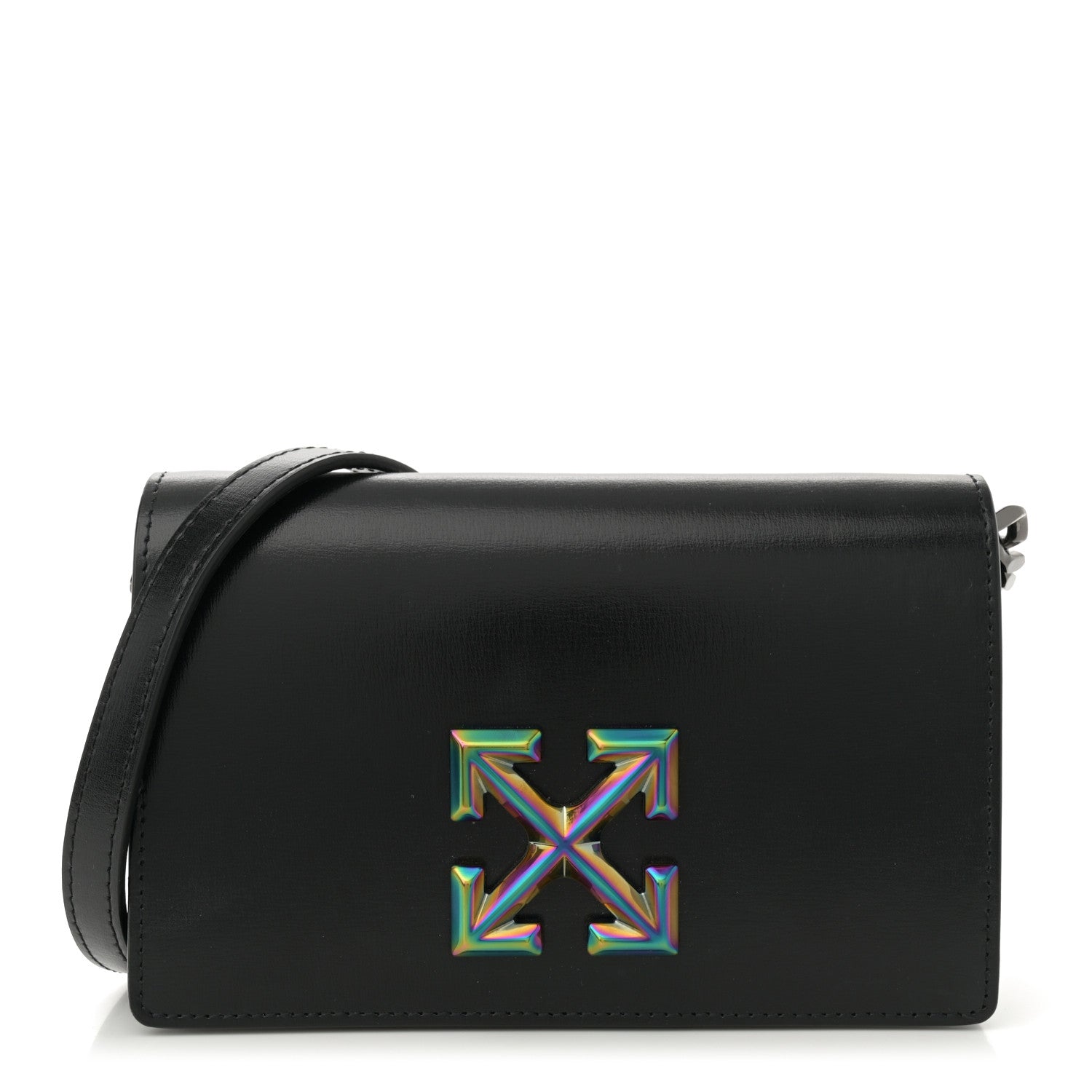 Off-White Calfskin Jitney 0.5 Crossbody Bag Black 1 of 14