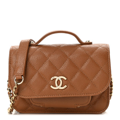 Chanel Caviar Quilted Business Affinity Clutch With Chain Flap Camel 1 of 12