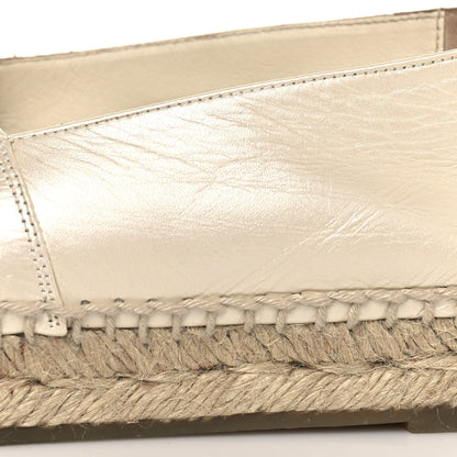 Chanel Metallic Calfskin Grosgrain CC Espadrilles 37 Ivory Black 9 of 10