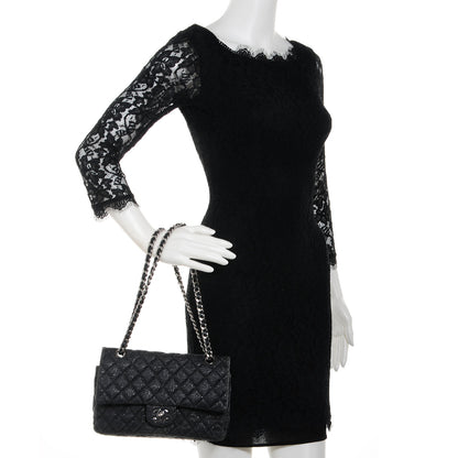 Chanel Crackled Calfskin Medium Double Flap Black 2 of 9