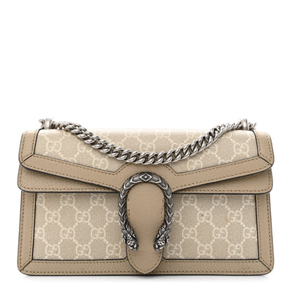 Gucci GG Supreme Monogram Textured Dollar Calfskin Small Rectangular Dionysus Shoulder Bag Beige Mystic White Oatmeal 1 of 11
