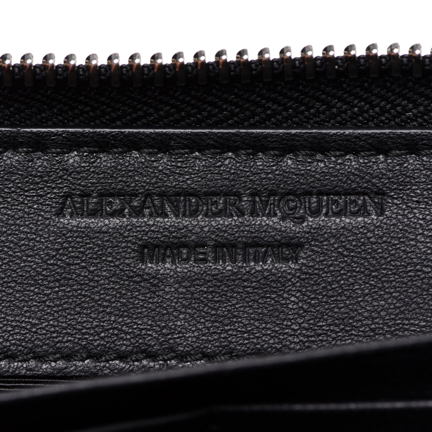 Alexander McQueen Calfskin Lizard Embossed Skull Continental Zip Wallet Black 6 of 7