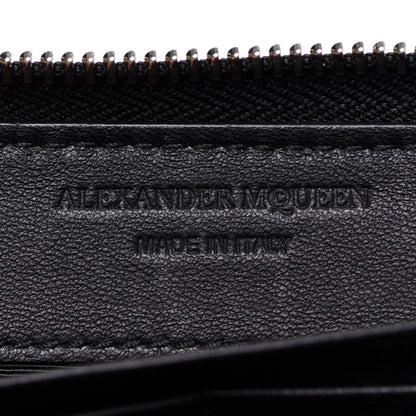 Alexander McQueen Calfskin Lizard Embossed Skull Continental Zip Wallet Black 6 of 7
