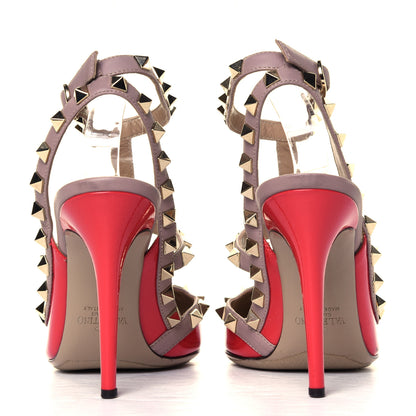 Valentino Garavani Patent Rockstud Ankle Strap Pumps 36 Deep Coral Poudre 5 of 6