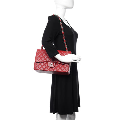 Chanel Caviar Quilted Jumbo Double Flap Red 2 of 14
