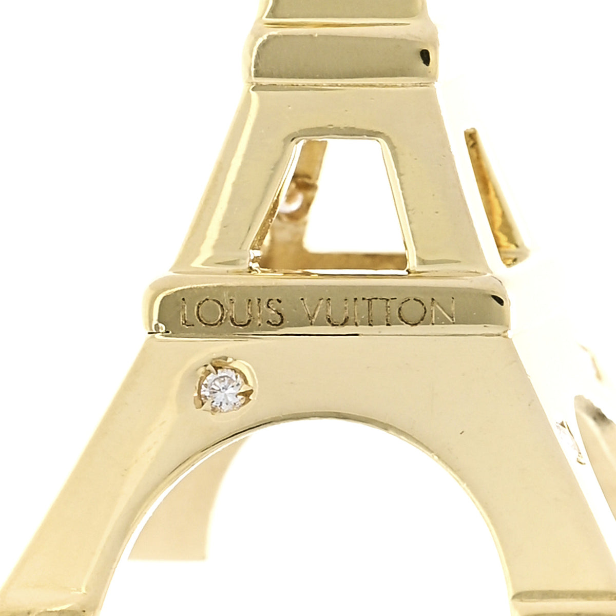 Louis Vuitton 18K Yellow Gold Diamond Eiffel Tower Charm 4 of 4