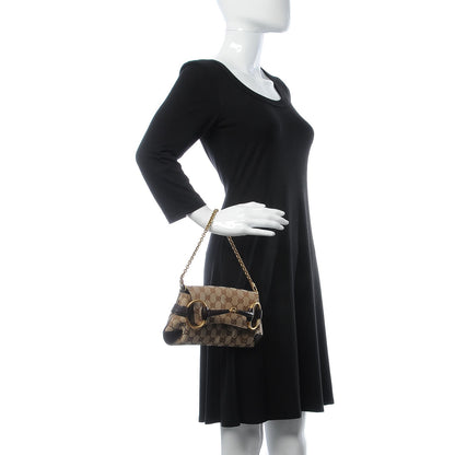 Gucci Monogram Horsebit Clutch Dark Brown 2 of 8