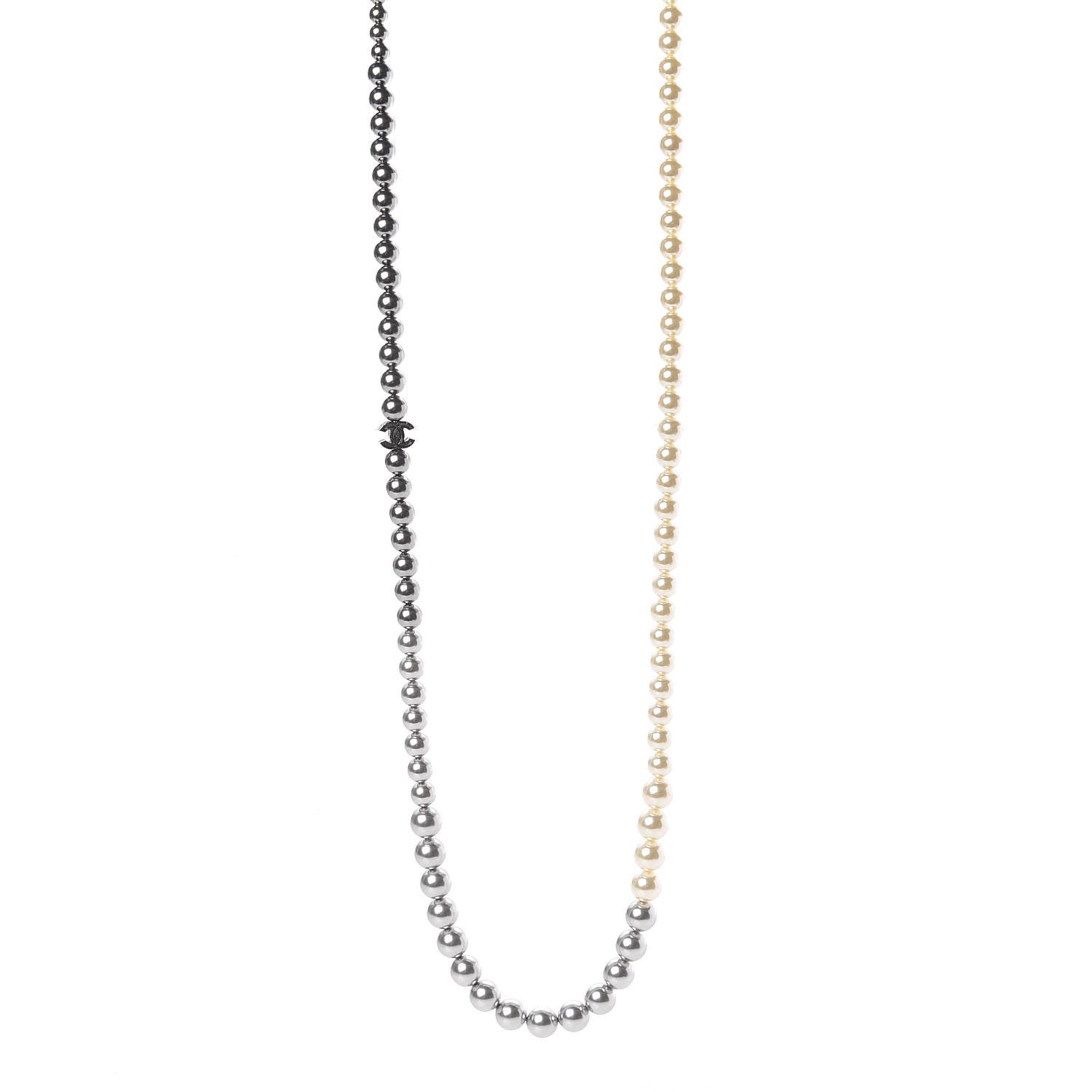 Chanel Graduated Pearl CC Long Necklace Ruthenium 1 of 7