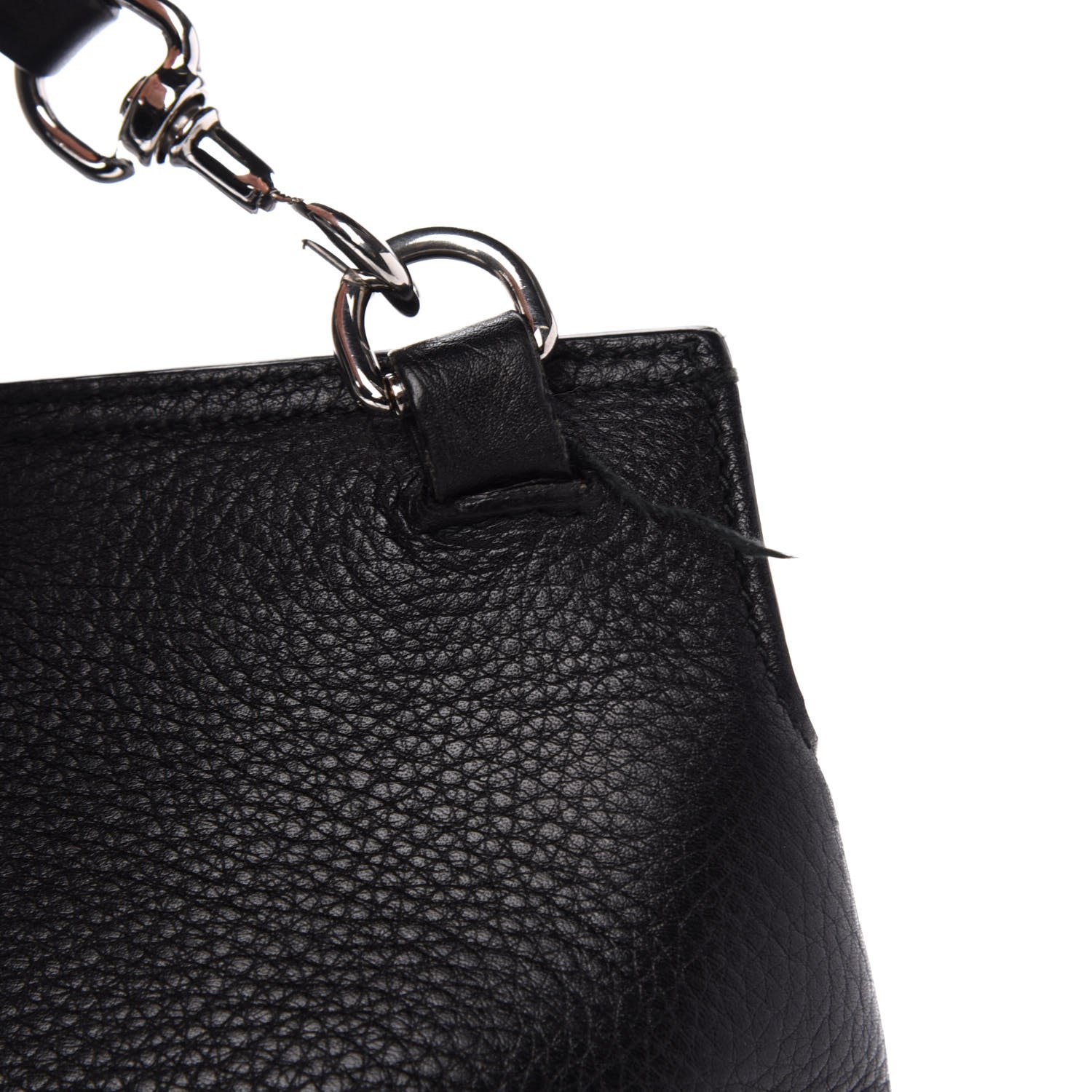 Gucci Pebbled Calfskin Large Bamboo Daily Top Handle Bag Black 15 of 16