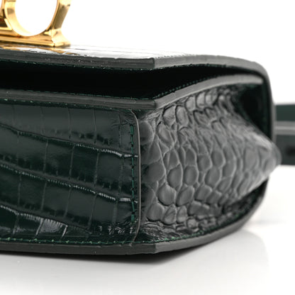 Alexander McQueen Shiny Crocodile Embossed Jeweled Satchel Emerald 10 of 13