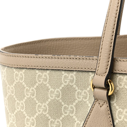 Gucci GG Supreme Monogram Textured Dollar Calfskin Web Medium Ophidia Shopping Tote Beige Mystic White Oatmeal 14 of 17