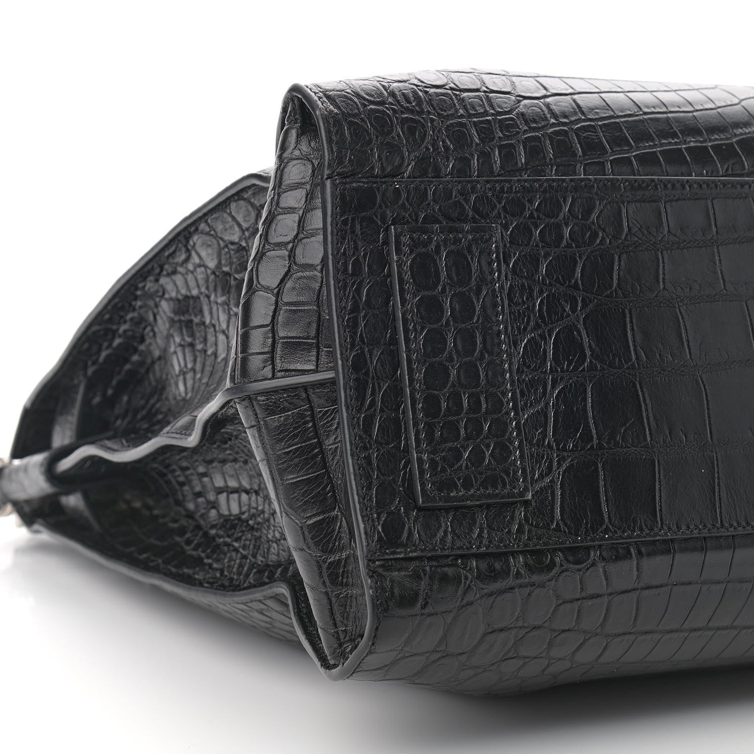 Saint Laurent Calfskin Crocodile Embossed Souple North South Tote Black 8 of 9