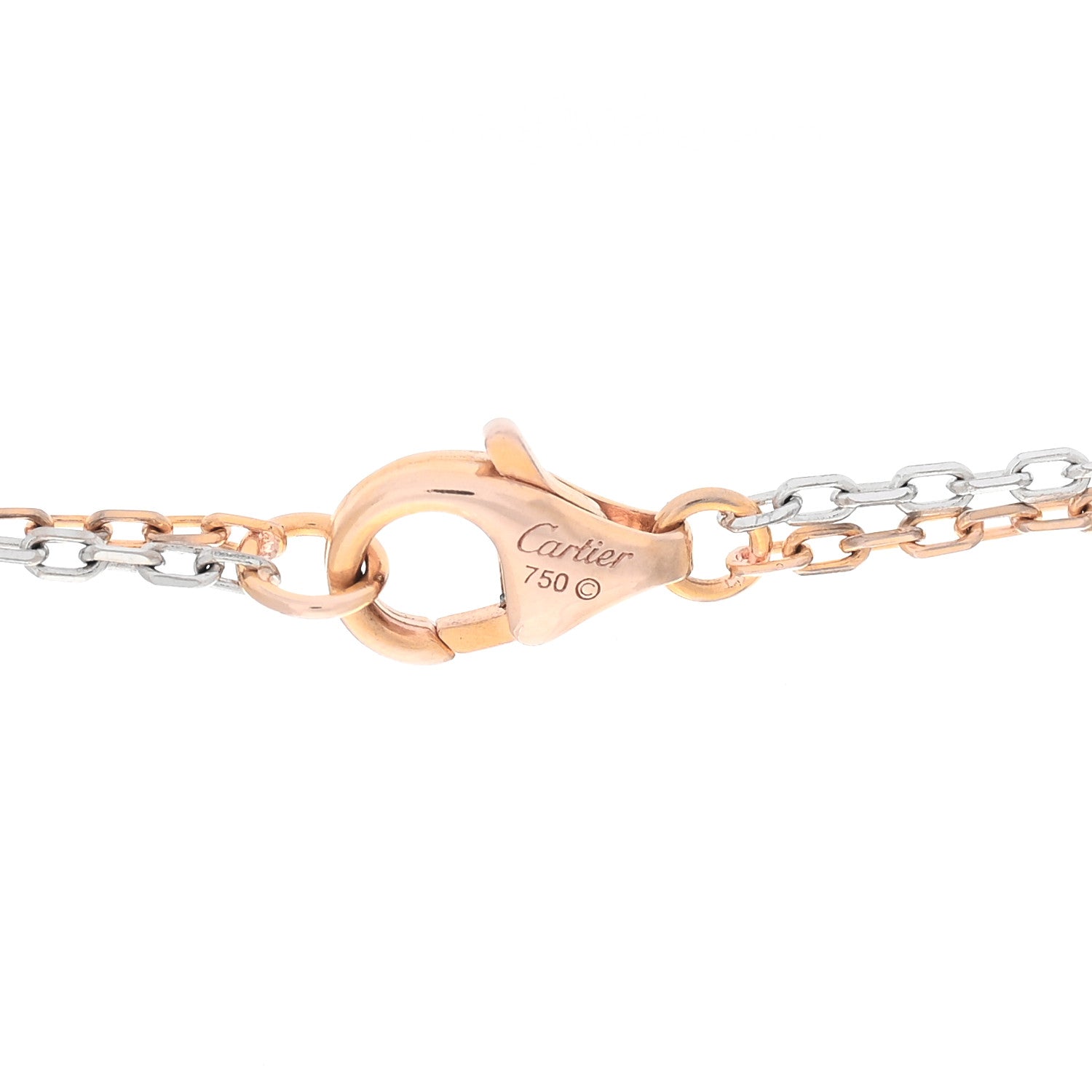 Cartier 18K White Pink Gold Diamond Three Ring LOVE Pendant Necklace 5 of 6