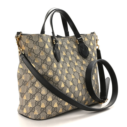 Gucci Soft GG Supreme Monogram Bees Small Crossbody Tote Beige Oro Black 3 of 10