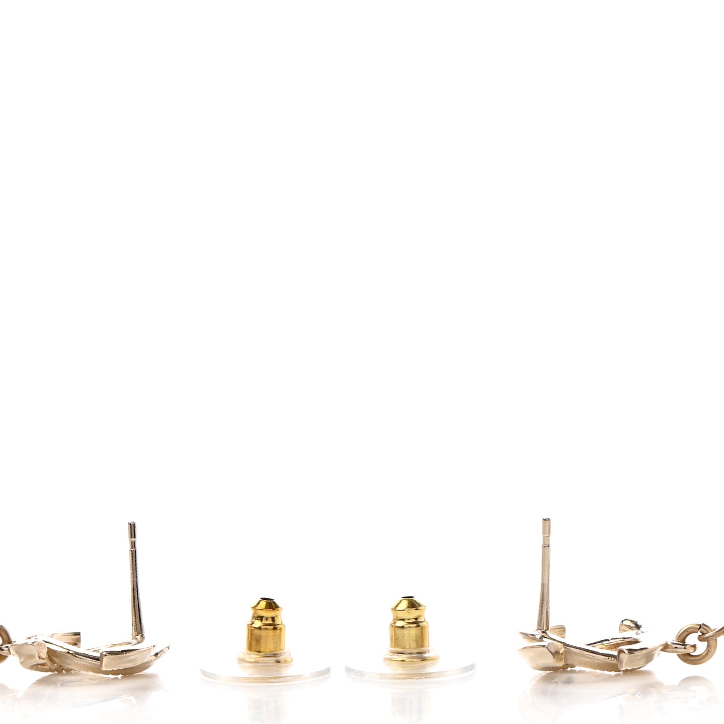 Pearl CC Heart Drop Earrings Gold