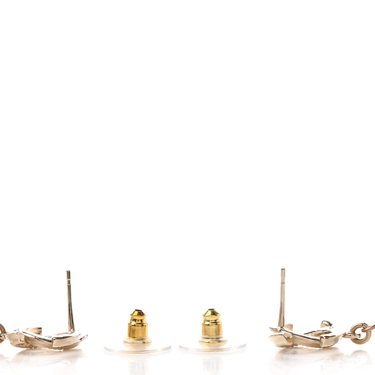 Chanel Pearl CC Heart Drop Earrings Gold 3 of 4