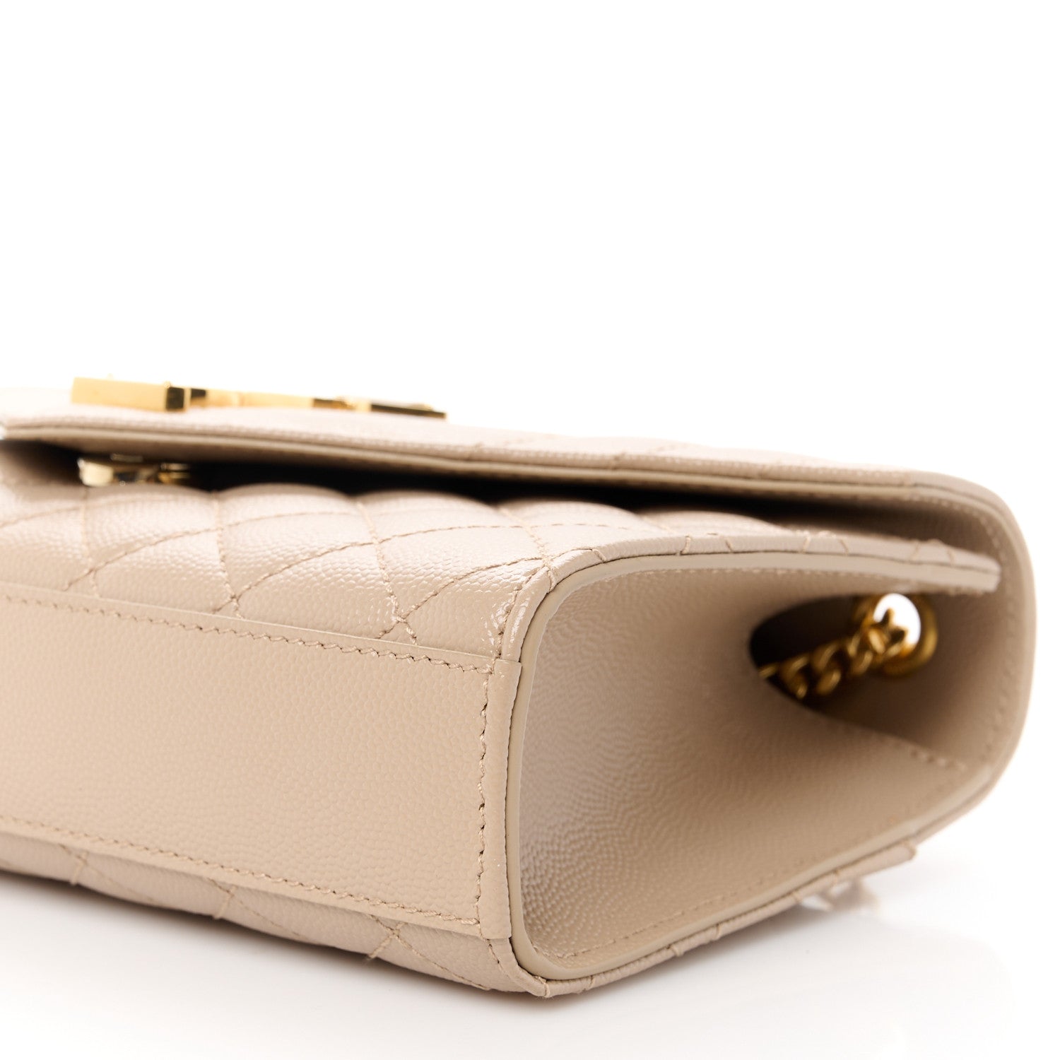 Saint Laurent Grain De Poudre Textured Mixed Matelasse Triquilt Small Monogram Satchel Dark Beige 10 of 11