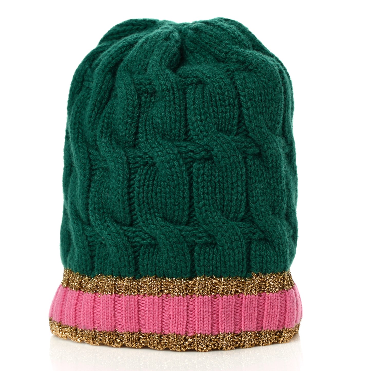 Wool Cashmere Polyamide Cable Knit Bonhate Beanie Hat M Grass Green Pink