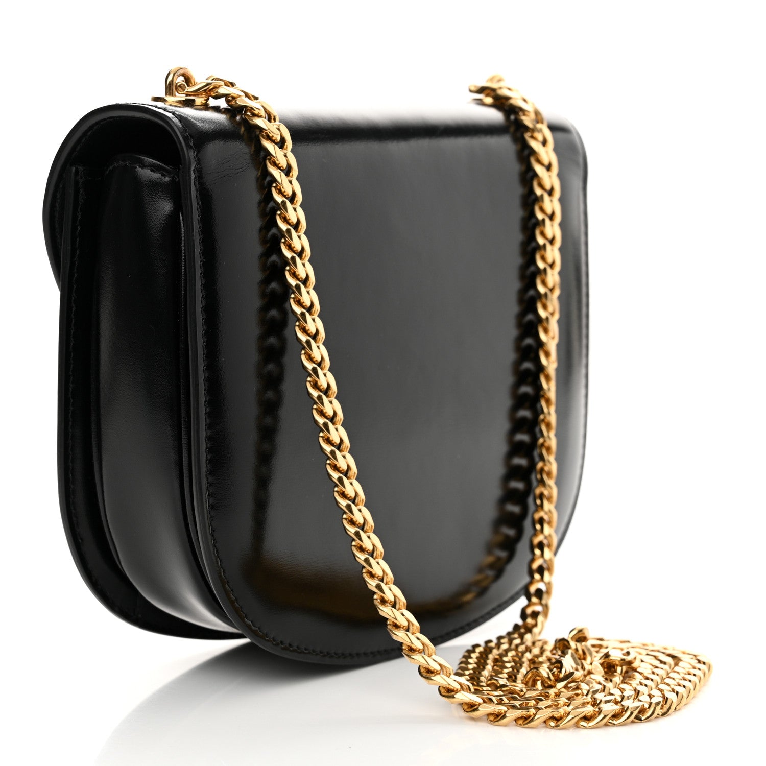 Celine Shiny Calfskin Besace Clea Chain Triomphe Black 3 of 10