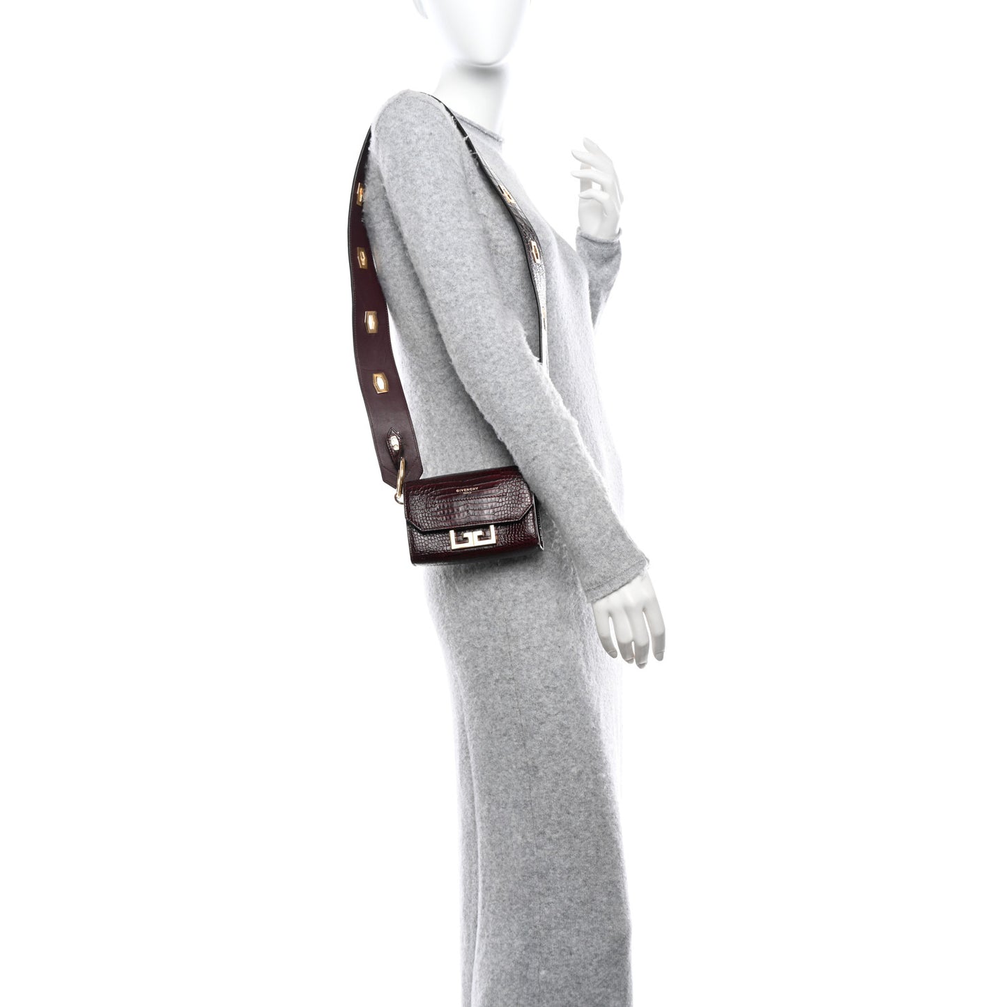 Calfskin Crocodile Embossed Eden Bag Eggplant
