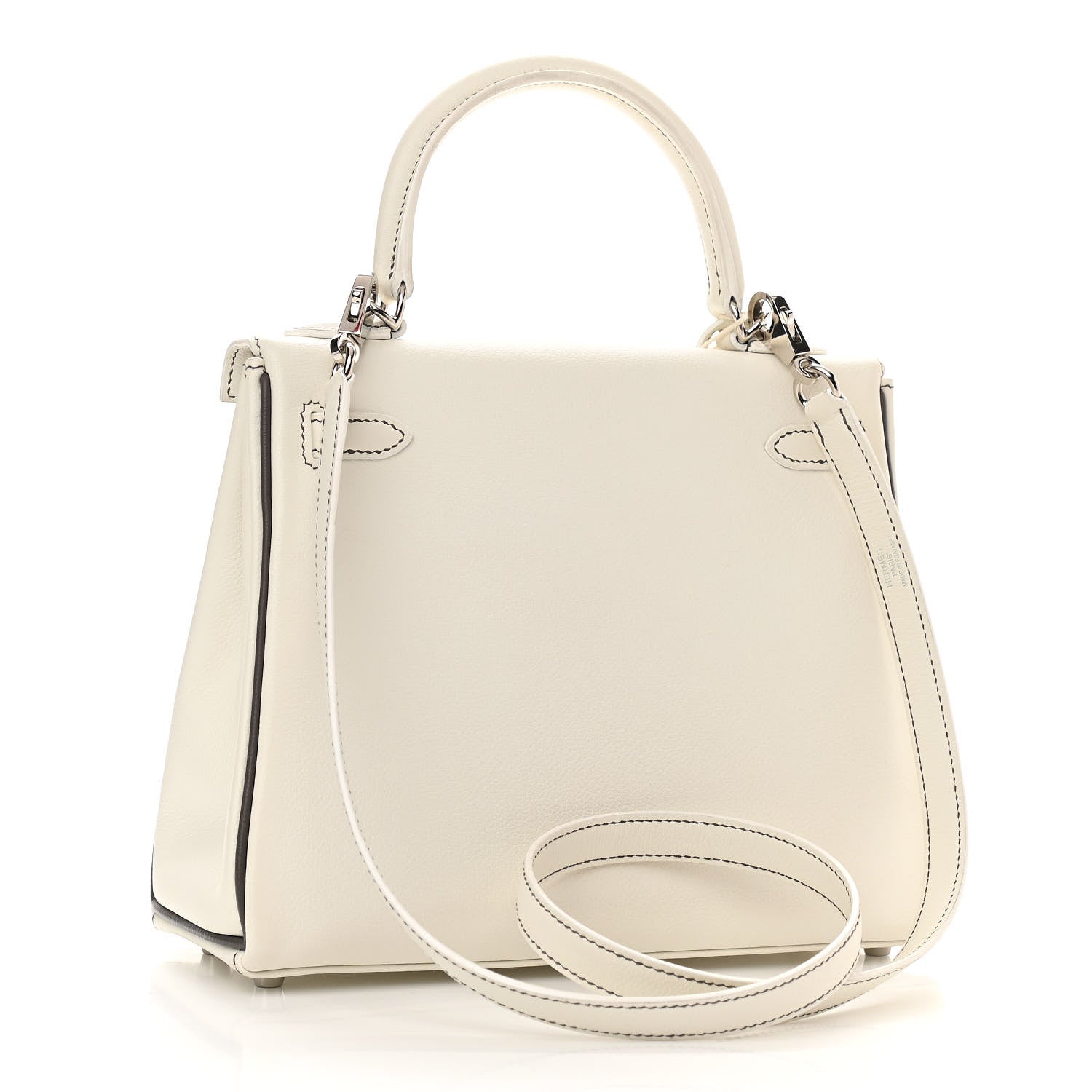 Hermes Evercolor Horseshoe Kelly Retourne 25 White Etain 3 of 11