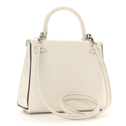 Hermes Evercolor Horseshoe Kelly Retourne 25 White Etain 3 of 11