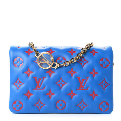 Louis Vuitton Lambskin Embossed Monogram Vuittamins Pochette Coussin Blue Red 1 of 10