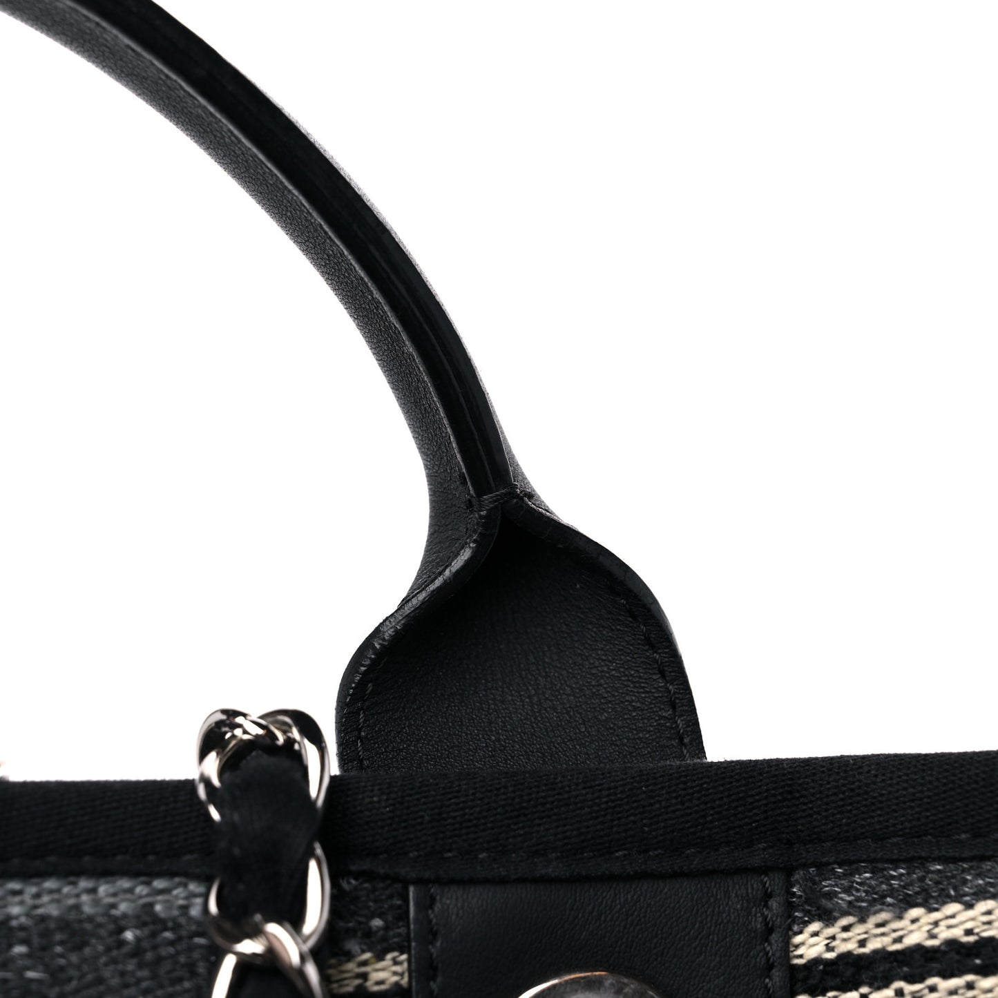 Striped Canvas Medium Deauville Tote Black