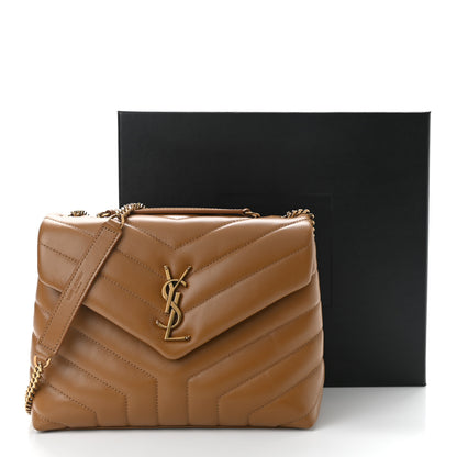 Saint Laurent Calfskin Y Quilted Monogram Small Loulou Chain Satchel Dark Natural 11 of 11
