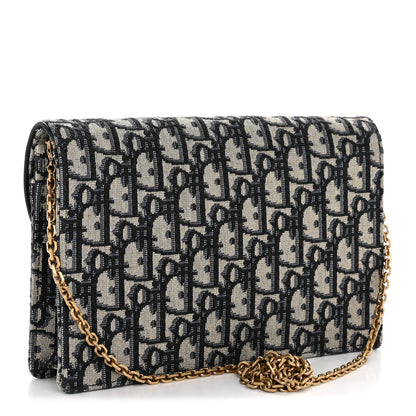 Christian Dior Oblique Saddle Chain Pouch Blue 3 of 13