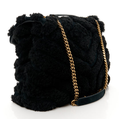 Saint Laurent Shearling Y Quilted Monogram Medium Loulou Chain Satchel Black 3 of 11