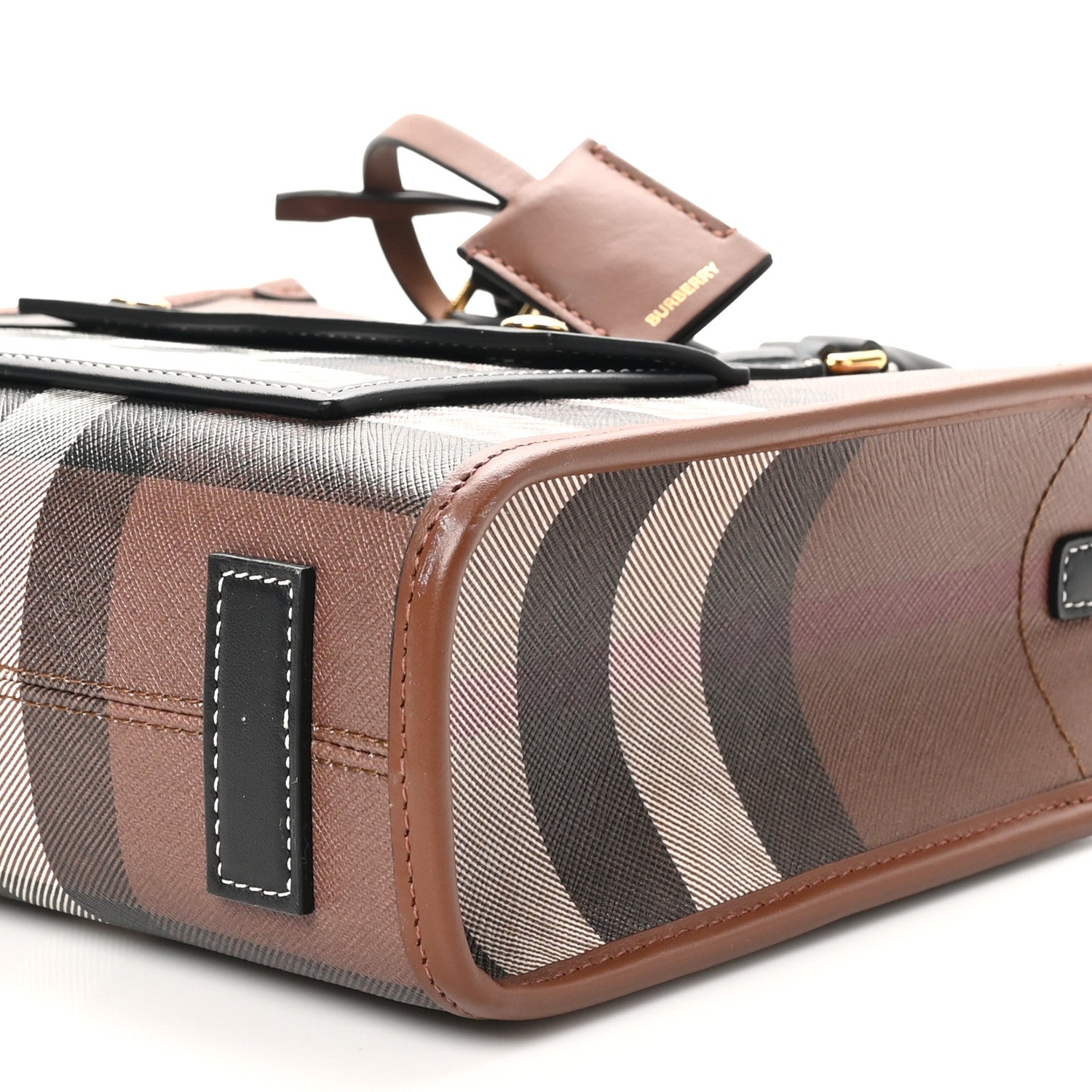 Burberry E-Canvas Check Calfskin Mini Freya Tote Dark Birch Brown 9 of 9