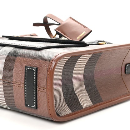 Burberry E-Canvas Check Calfskin Mini Freya Tote Dark Birch Brown 9 of 9