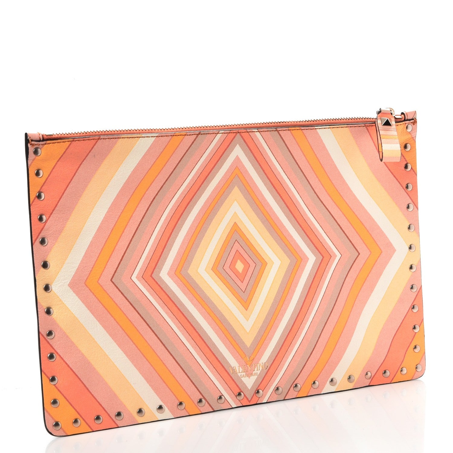Valentino Garavani Nappa Native Couture 1975 Rockstud Zip Pouch Mandarin Sorbet 3 of 7