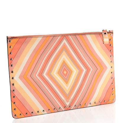 Valentino Garavani Nappa Native Couture 1975 Rockstud Zip Pouch Mandarin Sorbet 3 of 7