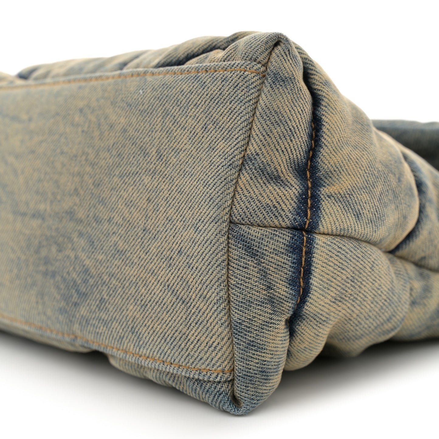 Denim Quilted Small Loulou Puffer Monogram Chain Satchel Blue Cinnamon