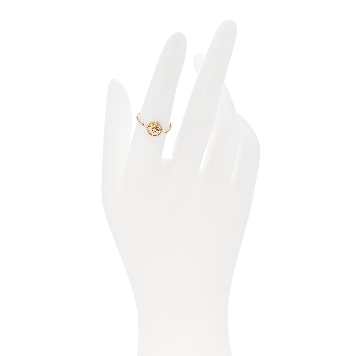 18K Yellow Gold Diamond Mother of Pearl Rose Des Vents Ring 52 6
