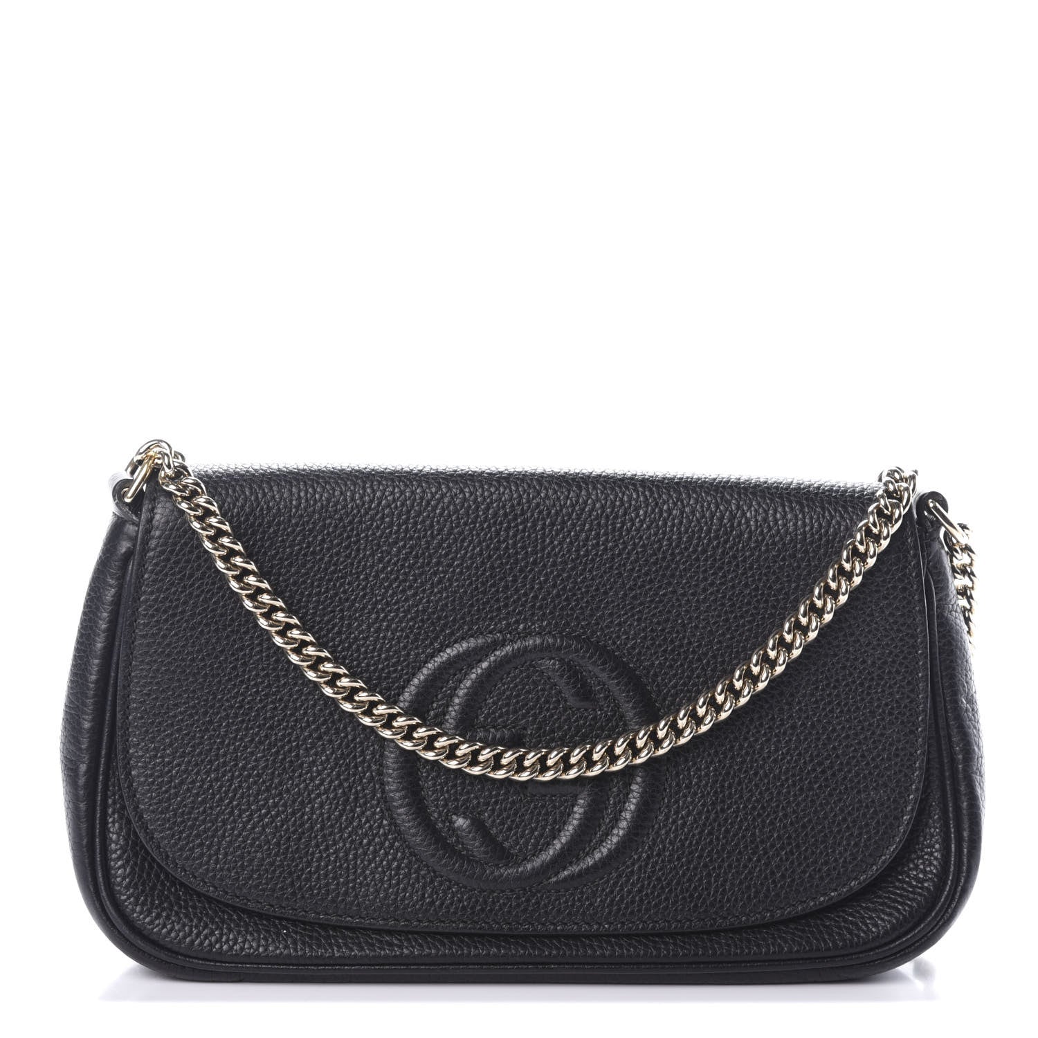 Gucci Pebbled Calfskin Medium Soho Flap Crossbody Black 1 of 10