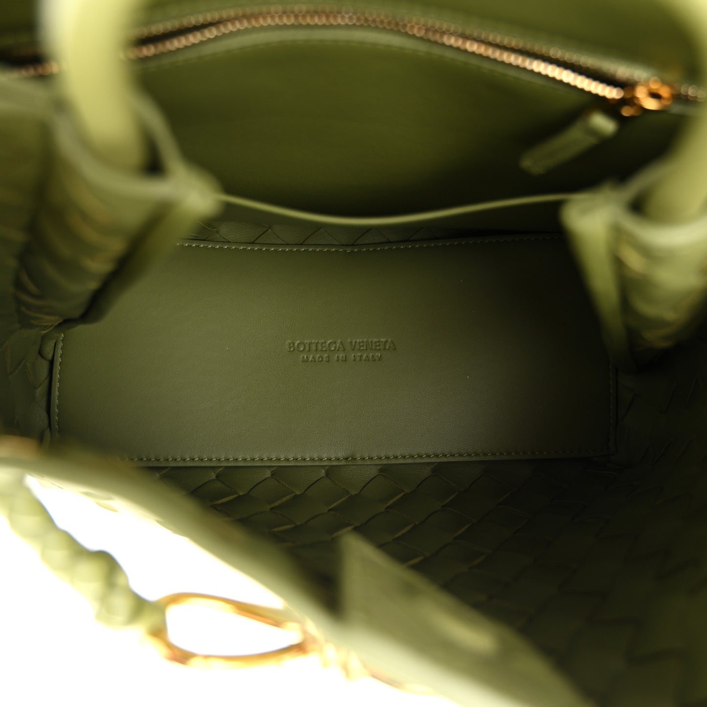 Nappa Intrecciato Small Andiamo Shoulder Bag Matcha