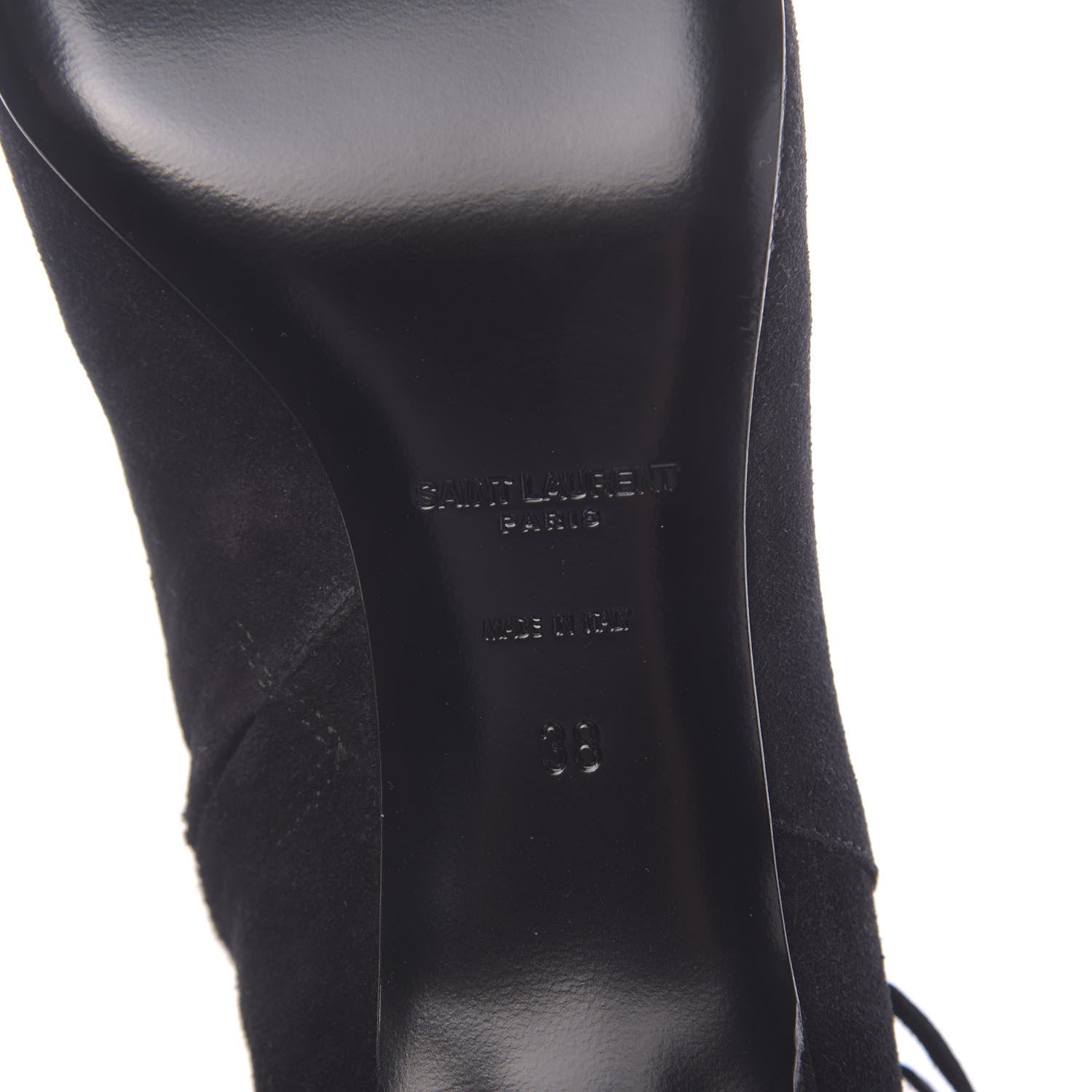 Saint Laurent Suede Fringe Cat Ankle Boots 38 Black 6 of 8