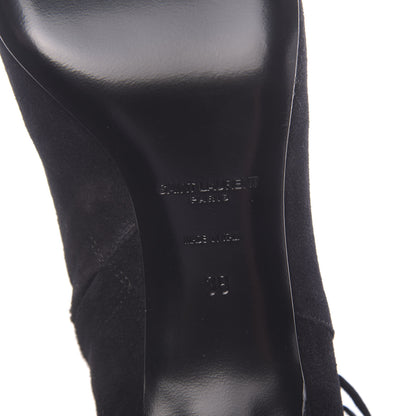 Saint Laurent Suede Fringe Cat Ankle Boots 38 Black 6 of 8