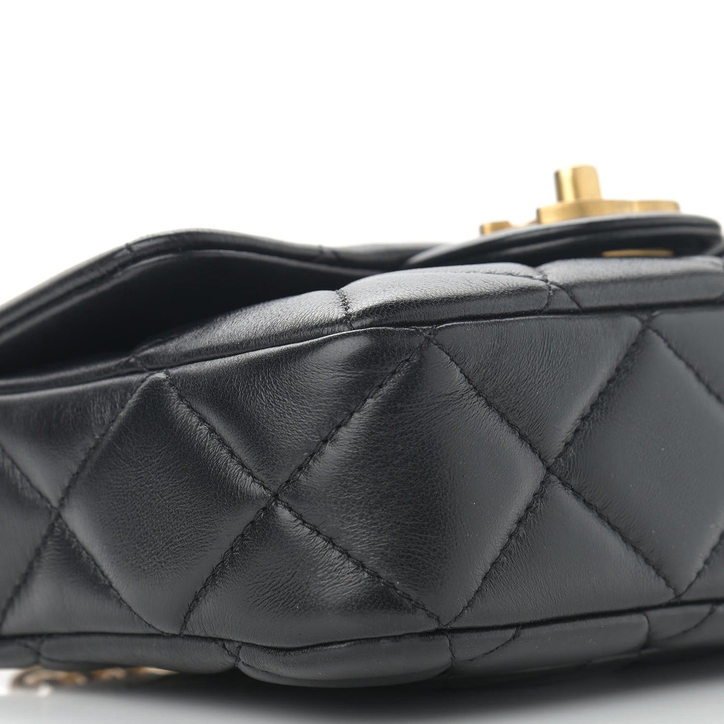 Lambskin Enamel Quilted Mini Pending CC Square Flap Black