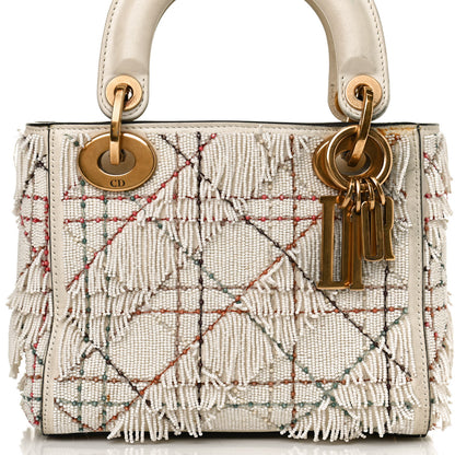 Christian Dior Lambskin Beaded Fringe Mini Lady Dior White 12 of 12
